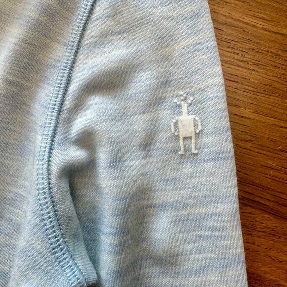 SMARTWOOL Classic Thermal Merino Base Layer Top Girl 13-14 XL Blue 1/4 Zip Shirt - Picture 6 of 12